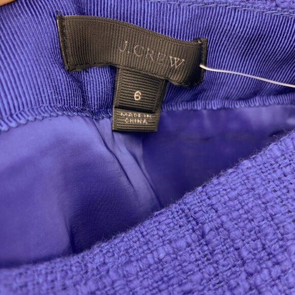 J. CREW NWT Cotton Tweed Fully Lined‎ Pencil Fringe Hem Blue Purple Skirt Size 6 - Picture 7 of 11